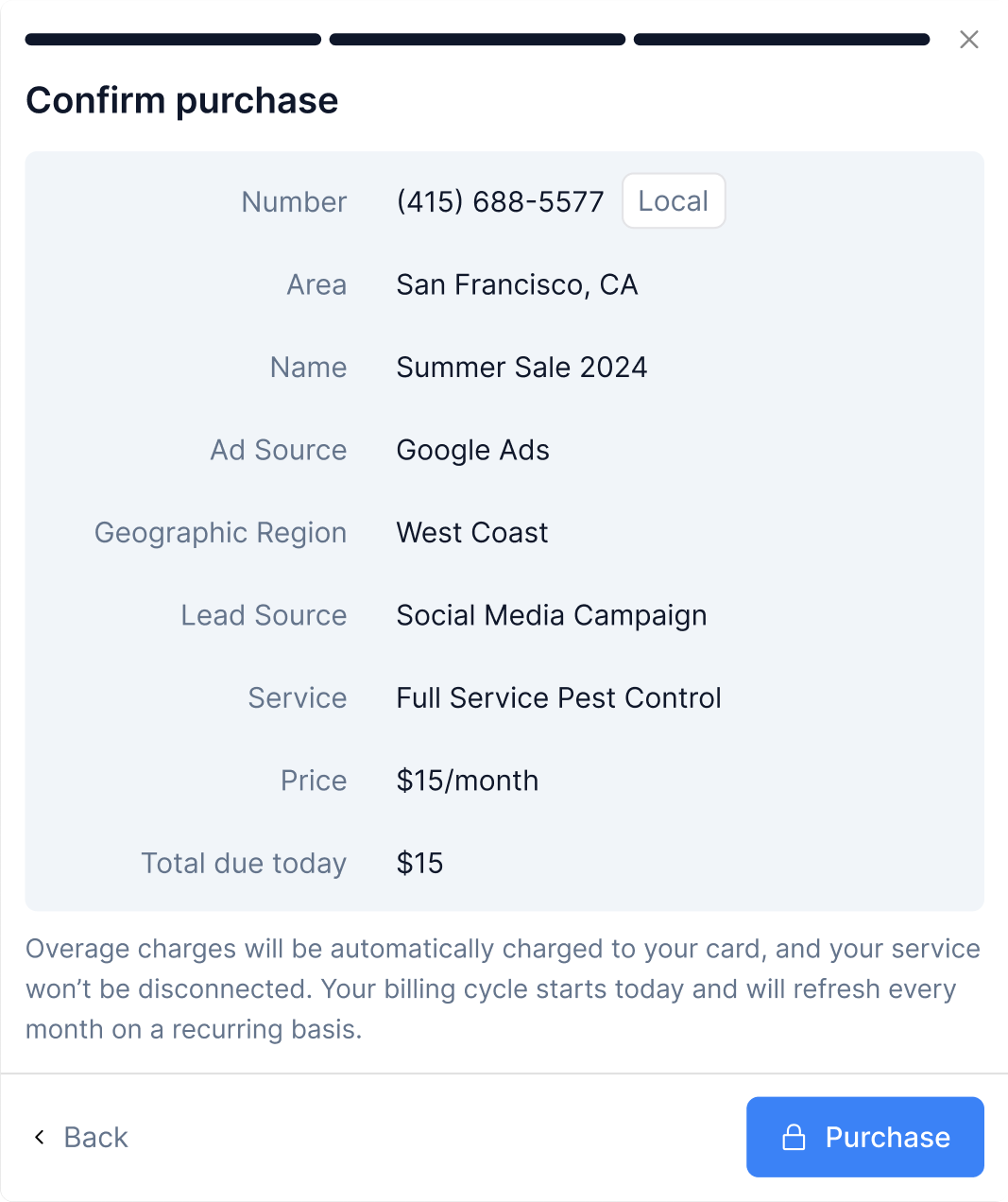 Confirm purchase